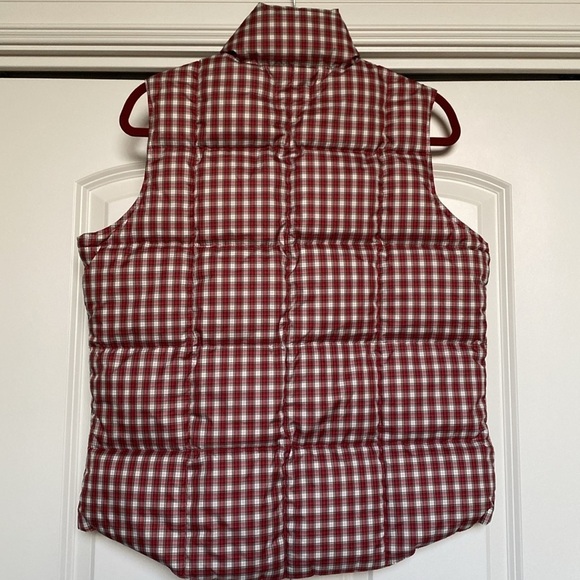 Lands End Plaid Puffer Vest Womens M Plaid Red black white pockets warm festive - Picture 2 of 9